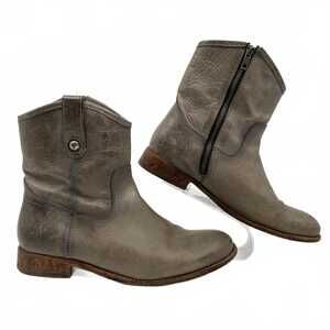 Frye Gray Melissa Button Leather Ankle Boots | Women’s US 8.5